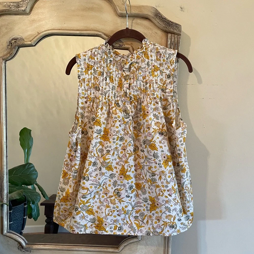J. Crew Yellow Floral Sleeveless Top